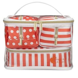 Pretty As A Peach 4-in-1 Train Case, Travel, Toiletry, Cosmetic Case and Pouches